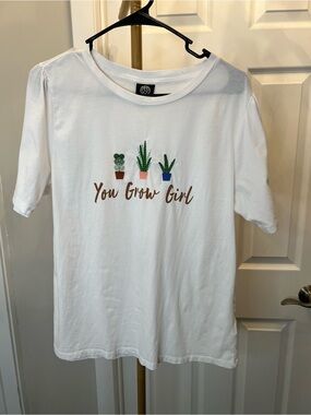 bobeau White 'You Grow Girl' Graphic Tee with Plant Pots